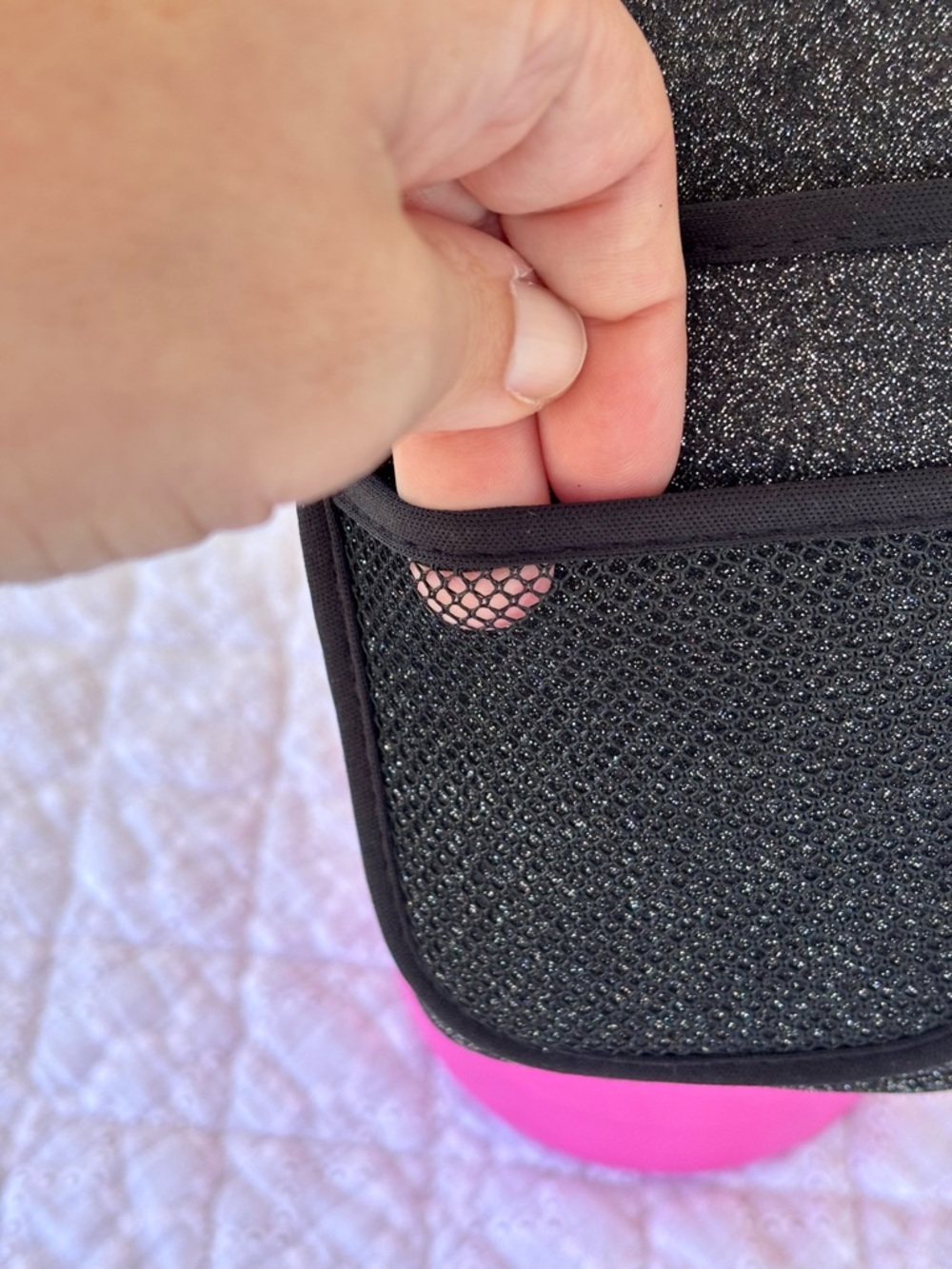 Simply Southern Mini Crossbody Bag Black Glitter with Pink Accent - Picture 7 of 17